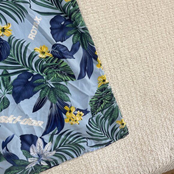 Ski-Doo Blue Button Shirt Men's M Bombardier Club Floral Hawaiian Shirt Summer - Picture 16 of 16